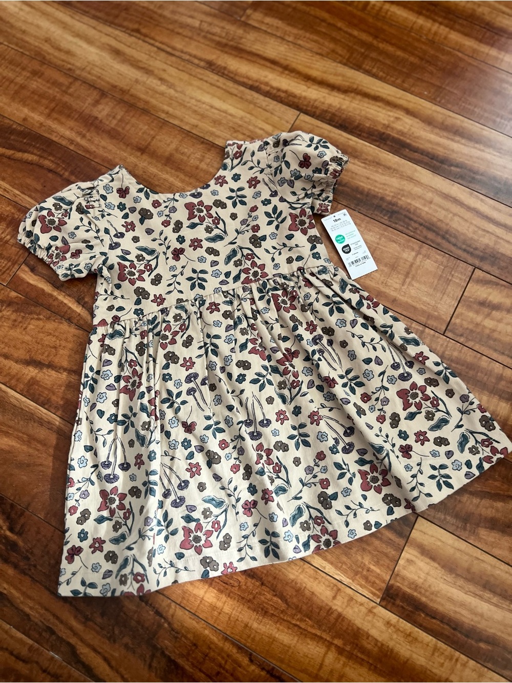 Carter’s Girls Floral Cotton Dress in Cream and Burgundy